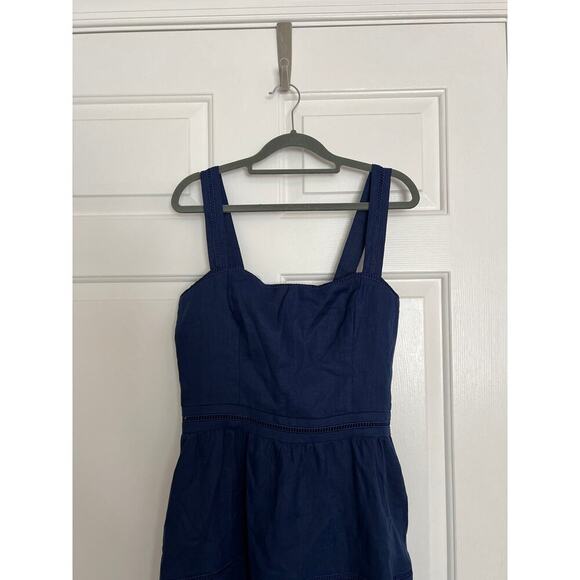 NWT Reformation Everett Linen Midi Dress in Danube (Navy Blue) Size 10 - Picture 3 of 8